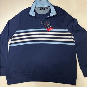 Chaps Men's Blue and Gray Zip-Up Sweater
